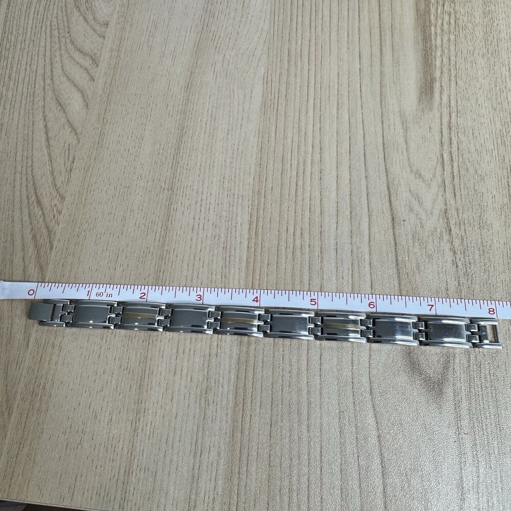 Stainless Steel Bracelet with 18K Yellow Gold Inlays Modern Men 8”